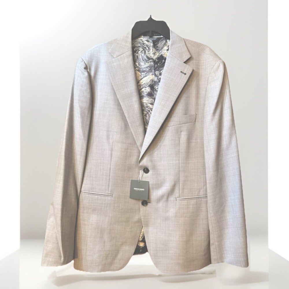 Indochino Luxury Yaletown Light Gray Wool Cashmere Blazer 48L 2 Button NWT